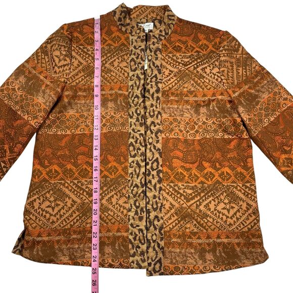 Coldwater Creek Jacket Medium Petite Leopard Jacquard Reversible Open Front NWT - Picture 11 of 14
